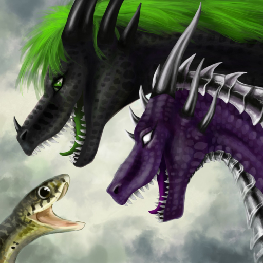 1:1 2018 :d ambiguous_gender black_body black_scales digital_media_(artwork) dragon feral green_hair grees group hair happy hi_res horn mane open_mouth purple_body purple_scales reptile scales scalie simple_background smile snake tongue // 1280x1280 // 1.4MB