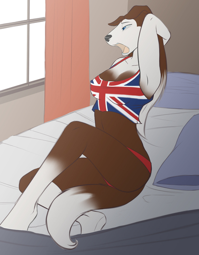 anthro bed canid canine canis colleen collie conditional_dnp domestic_dog female furniture herding_dog mammal open_mouth pastoral_dog road_rovers rough_collie scappo sheepdog solo stretching union_jack waking_up yawn // 838x1075 // 300.3KB