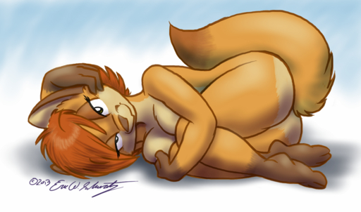 2013 3_toes amber_eyes anthro barefoot bedroom_eyes big_butt biped breasts brown_body brown_fur brown_hair butt canid canine cover_up covering covering_breasts covering_self curled_up eric_schwartz feet female fox fur hair half-closed_eyes helen_dish looking_at_viewer mammal mature_anthro mature_female narrowed_eyes nude pose seductive smile solo toes // 1280x755 // 883.0KB