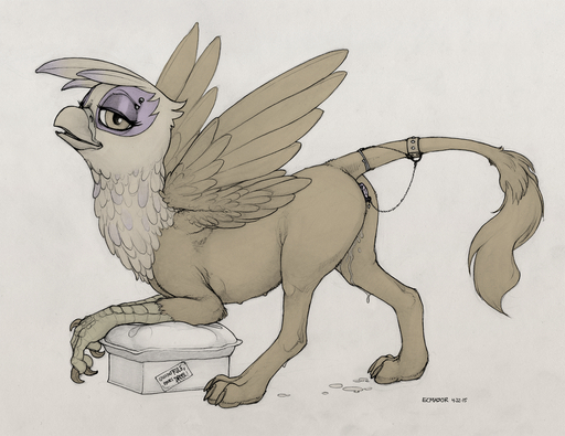 2015 anal anal_penetration avian beak bodily_fluids brown_body brown_feathers brown_fur buttplug ecmajor eyelashes feathered_wings feathers female feral friendship_is_magic fur genital_fluids gilda_(mlp) gryphon hasbro looking_at_viewer my_little_pony mythological_avian mythology nipples penetration piercing pillow plug_(sex_toy) purple_body purple_feathers pussy_juice sex_toy simple_background solo teats white_body white_feathers wings // 1307x1008 // 2.0MB