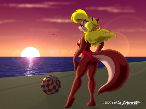 2000 4:3 amy_squirrel anthro beach butt clothing cloud detailed_background eric_schwartz female mammal one-piece_swimsuit outside rodent sand sciurid seaside sky solo sunset swimwear tree_squirrel wallpaper water // 800x600 // 88.2KB