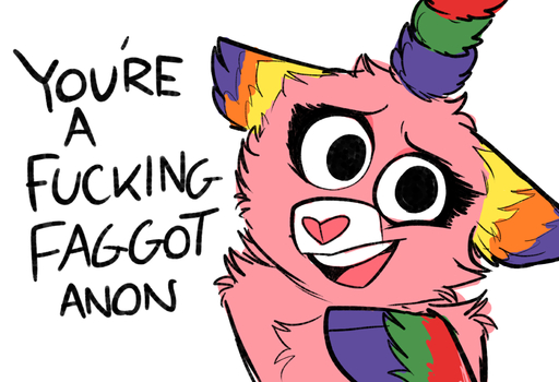2019 animate_inanimate anthro dialogue english_text equid equine female fur hi_res homophobic_slur horn horse insult keadonger living_piñata looking_at_viewer mammal open_mouth open_smile pink_body pink_fur piñata profanity reaction_image scp-956 scp_foundation simple_background smile solo text unicorn white_background // 1644x1125 // 624.9KB