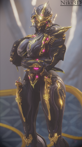 9:16 absurd_res anthro big_breasts bioluminescence breasts female glowing gold_(metal) head_tilt hi_res humanoid looking_at_viewer machine niki3d purple_lights robot robot_humanoid solo standing thick_thighs video_games zephyr_(warframe) zephyr_prime_(warframe) // 1440x2560 // 3.3MB