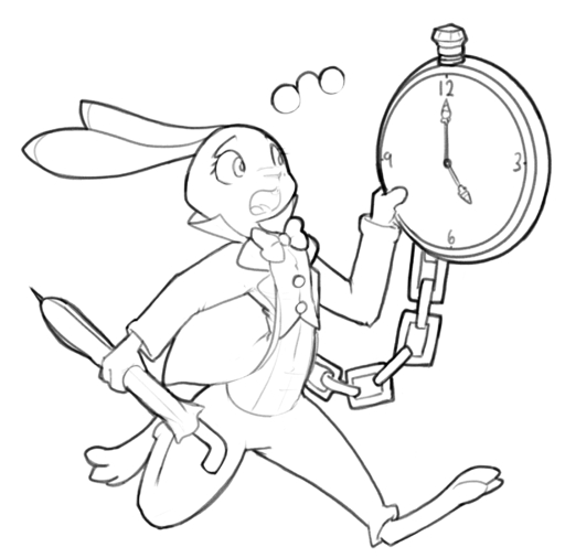 anthro black_and_white clock clothed clothing eyewear female glasses hi_res holding_object holding_umbrella judy_hopps lagomorph leporid mammal monochrome open_mouth pocketwatch rabbit running sketch solo umbrella watch zhanbow // 2150x2125 // 937.2KB