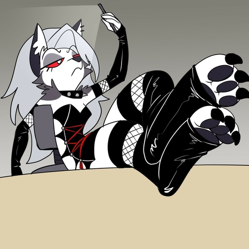 1:1 3_toes anthro canid canid_demon cellphone claws demon ear_piercing ear_ring feet female foot_focus hellhound helluva_boss hi_res loona_(vivzmind) mammal pawpads paws phone piercing red_sclera rubber solo the_sex_godess toe_claws toe_curl toeless_legwear toes // 1280x1280 // 189KB