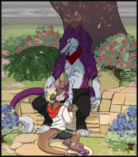 anthro ball_fondling balls bandanna big_dom_small_sub clothing cosmicminerals duo erection fondling genitals hand_on_head kerchief licking lutrine male malemale mammal mustelid oral penile penis penis_lick sergal sex size_difference smile tongue tongue_out // 788x896 // 984.5KB
