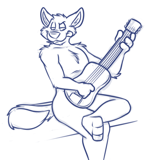 3_toes 4_fingers anthro arm_tuft biped black_and_white blue_and_white canid canine canis cheek_tuft chest_tuft elbow_tufts eyebrows facial_tuft feet fingers fur guitar half-closed_eyes head_tuft holding_object line_art looking_aside looking_down male mammal monochrome musical_instrument narrowed_eyes nude playing_guitar playing_music plucked_string_instrument raised_eyebrow rotten_robbie shoulder_tuft sitting solo string_instrument toes tongue tongue_out tuft wolf // 503x532 // 128.3KB