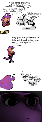 2021 absurd_res ambiguous_gender anthro clothed clothing cobra comic dialogue english_text female group hi_res human humor keeshee mammal ncs purple_body reptile scalie signature simple_background snake snake_hood speech_bubble spots text white_background // 1772x5146 // 1.3MB