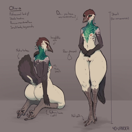 1:1 2021 anthro avian beak bird blush breasts butt english_text feathers female front_view galliform genitals green_eyes head_crest hi_res kneeling model_sheet nipples non-mammal_breasts nude olivia_(yo-lander) peafowl phasianid pussy rear_view small_breasts solo standing tail_feathers talons text wide_hips yo-lander // 1280x1280 // 99.4KB