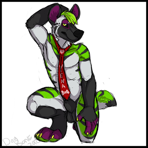 1:1 animal_genitalia anthro balls black_border border conditional_dnp fully_sheathed genitals hyaenid hybrid looking_at_viewer male mammal necktie nude pose sheath simple_background solo spots spotted_hyena striped_hyena white_background xenoforge // 700x700 // 221.6KB