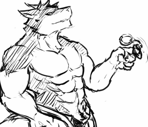 abs anthro biceps big_muscles bottomwear clothed clothing discordnight fur handcuffs male monochrome muscular muscular_anthro muscular_male pants pecs rkro0077 sergal shackles simple_background sketch smile solo topless // 700x600 // 65.6KB