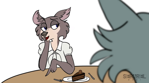 2021 2d_animation animated anthro beastars bodily_fluids cake canid canine canis claws clothed clothing cutlery dated dessert digital_media_(artwork) dilated_pupils dress dress_shirt duo ears_down english_audio english_text eyelashes female food fork fur furniture hi_res humor juno_(beastars) kitchen_utensils knife legoshi_(beastars) looking_at_another male mammal meme narrowed_eyes neckerchief necktie open_mouth orgasm pivoted_ears plate saliva screaming serareldeer sharp_claws sharp_teeth shirt short_playtime signature simple_background sound sound_warning sweat sweatdrop table teeth text thought_bubble tongue tools topwear vest voice_acted webm white_background white_eyes wide_eyed wolf // 1920x1080, 9.6s // 1011.5KB