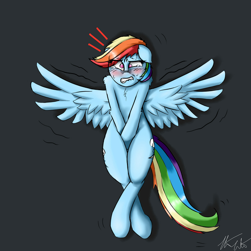 1:1 2014 blue_body blue_feathers blue_fur blush bodily_fluids covering covering_self digital_media_(artwork) equid equine feathered_wings feathers female feral friendship_is_magic fur hair hasbro hi_res horse mammal multicolored_hair my_little_pony omorashi pegasus pudgeruffian rainbow_dash_(mlp) rainbow_hair simple_background solo sweat wings // 1200x1200 // 545.3KB