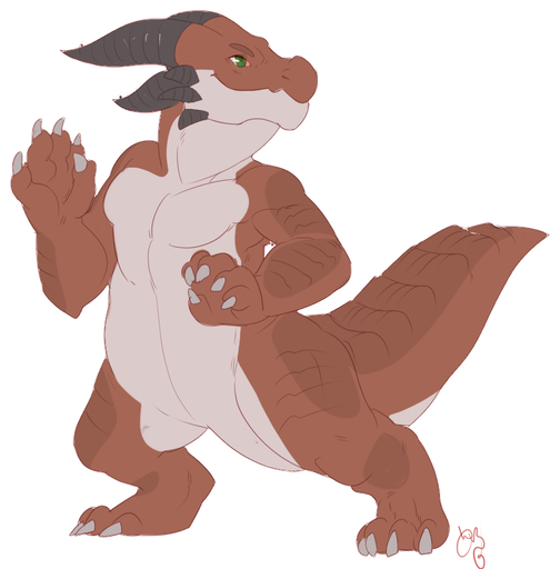 anthro biped brown_body claws dragon green_eyes hairless horn male nude patto paws scalie simple_background solo standing white_background xhyra // 896x910 // 174.7KB