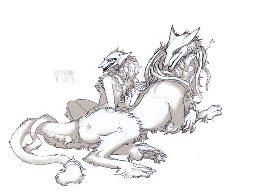 2015 4:3 ambiguous_gender anthro claws duo english_text feral fur hair half-closed_eyes long_hair looking_at_viewer lying monochrome nakaba narrowed_eyes on_front open_mouth raesheris rain_silves sergal sharp_teeth signature simple_background sitting smile teeth text toe_claws white_background white_body white_fur // 1400x1050 // 906.0KB