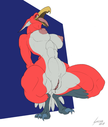 2020 abs anthro avian beak biceps big_breasts big_nipples bodily_fluids breasts claws clitoris crouching deltoids digitigrade dripping dripping_pussy feathers female fur genital_fluids genitals gryphon hands_behind_back hi_res looking_at_viewer looking_down low-angle_view muscular muscular_anthro muscular_female mythological_avian narrowed_eyes navel nipples perspective plump_labia pubes pussy pussy_juice red_body red_fur shredded_wheat signature simple_background sketch solo tail_feathers talons thick_thighs tongue tongue_out white_body white_fur wide_hips wingless_avian worm's-eye_view // 1539x1808 // 510KB