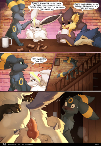 2020 9tales_comic absol animal_genitalia animal_penis anus balls black_body black_claws black_fur blue_body blue_eyes blue_fur blush bodily_fluids breanna_(9tales) butt canid canine canine_penis caught claws comic detailed_background dialogue digital_media_(artwork) eevee eeveelution english_text erection eyes_closed facial_tuft fangs female female_penetrated feral feral_on_feral finger_claws fluffy flustered fur furniture genitals green_eyes group hi_res hioshiru inside interior jenga kalani_(9tales) kejifox knot lumen_(9tales) luxray male malefemale male_penetrating male_penetrating_female mammal mightyena nintendo penetration penile penis pokemon pokemon_(species) pussy red_eyes rime_(9tales) roy_(9tales) sammy_(9tales) sex shaded sheath smile speech_bubble stairs surprise sweat table tan_body tan_fur teeth text tongue typhlosion umbreon vaginal vaginal_penetration video_games white_body white_fur yellow_sclera // 1280x1857 // 2.4MB