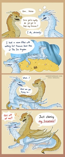 angry blush coin comic darkenstardragon dialogue dragon duo ear_piercing ear_ring english_text eyes_closed feral hi_res hug icewing_(wof) male malemale nude piercing qibli_(wof) sandwing_(wof) text wings_of_fire winter_(wof) // 529x1280 // 189.8KB