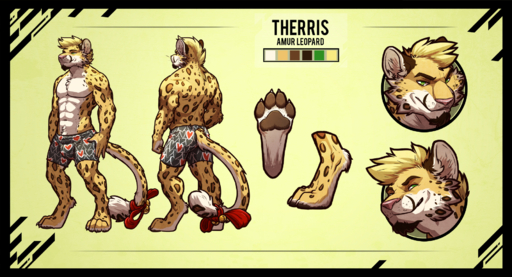 2017 4_toes <3 abs amur_leopard anthro back_muscles barefoot bell biped black_border blonde_hair border boxers_(clothing) brown_body brown_fur brown_pawpads brown_spots brown_tail cheek_tuft chest_tuft claws clothed clothing color_swatch digital_media_(artwork) digitigrade eyebrows facial_tuft feet felid fur furgonomics green_eyes hair hi_res leopard leopard_spots long_tail looking_at_viewer male mammal model_sheet multicolored_body multicolored_fur multicolored_tail multiple_angles muscular muscular_anthro muscular_male pantherine pawpads paws pecs pink_nose ribbons short_hair simple_background smile smirk solo sorakirbys spots spotted_body spotted_fur spotted_tail standing tail_bow tail_clothing tail_ribbon therris toe_claws toes topless tuft underwear white_body white_claws white_fur white_tail yellow_background yellow_body yellow_fur yellow_tail // 1848x1000 // 2.2MB