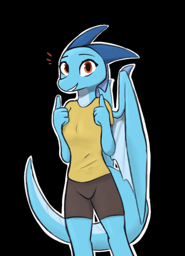 2019 alpha_channel anthro blue_body bottomwear breasts clothed clothing dragon enginetrap female fully_clothed gesture horn looking_at_viewer membrane_(anatomy) membranous_wings scalie shirt shorts simple_background small_breasts smile solo syl_(enginetrap) t-shirt thumbs_up topwear transparent_background western_dragon wings // 840x1163 // 438.7KB