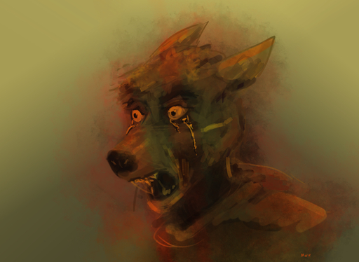 anthro bodily_fluids canid canine canis digital_media_(artwork) emotional male mammal marsonaut open_mouth solo tears thousand_yard_stare wolf // 1165x850 // 773.8KB