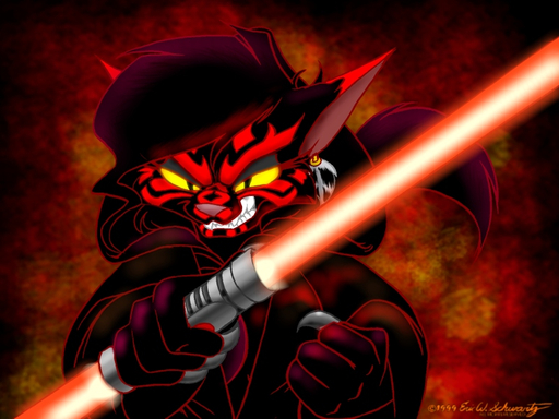 1999 4:3 abstract_background anthro black_hair bodypaint claws clothing cosplay darke_katt darth_maul double-bladed_lightsaber ear_piercing eric_schwartz face_paint female hair holding_object holding_sword holding_weapon lightsaber looking_at_viewer melee_weapon piercing red_lightsaber red_theme robe saberstaff simple_background sith solo star_wars sword textured_background wallpaper weapon yellow_eyes // 800x600 // 735.7KB