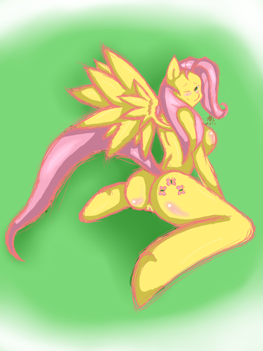 3:4 absurd_res anthro anthrofied avante92 breasts equid equine feathered_wings feathers female fluttershy_(mlp) genitals hi_res horse mammal pegasus pussy solo wings yellow_body yellow_feathers // 2400x3200 // 2.6MB