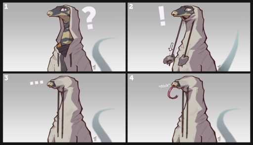 ! 2021 ? ambiguous_gender anthro blep clothed clothing comic disembodied_hand forked_tongue hi_res hoodie humor lizard long_neck long_tongue monitor onomatopoeia reptile scalie signature simple_background sound_effects tall tegucreative text tongue tongue_out topwear // 2522x1447 // 1.2MB