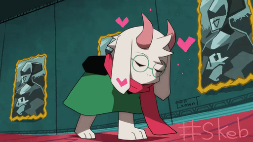 2_horns <3 animated anthro bovid bowing caprine cute_fangs eyewear fur glasses goat horn loop male mammal paintings pink_horn pink_scarf ralsei scarf solo video_games watanolemont webm white_body white_fur // 1280x720, 4.5s // 155.0KB