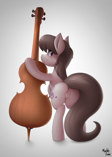 2015 anus butt digital_media_(artwork) earth_pony equid equine female feral genitals hi_res horse mammal marblesoda musical_instrument octavia_(mlp) pony pussy smile solo // 1280x1786 // 306.7KB