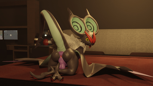 3d_(artwork) absurd_res anus balls bed butt crossed_legs curled_tail digital_media_(artwork) dragon feral furniture genitals hi_res kneeling looking_at_viewer male noivern on_bed pokemon_(species) presenting presenting_anus presenting_hindquarters raised_tail roxaszy98 solo toe_curl tongue tongue_out video_games wyvern // 3840x2160 // 7.7MB