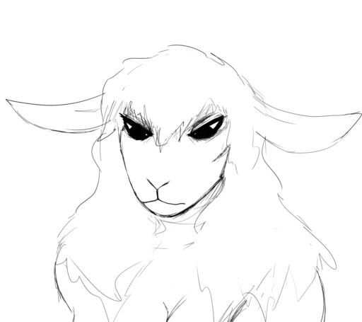 anthro black_and_white boss_lamb_(hladilnik) bovid breasts caprine domestic_sheep female hi_res hladilnik mammal monochrome nude sheep solo // 1440x1280 // 107.5KB