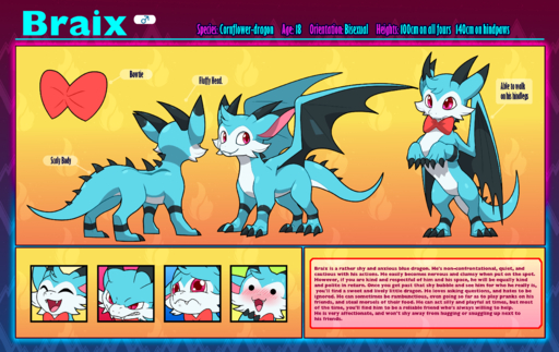 absurd_res ambiguous_gender angry blitzdrachin bow_tie braix claws conditional_dnp cornflower_dragon description dragon english_text fangs feral happy hi_res model_sheet sad scalie solo text wings // 4000x2520 // 5.4MB