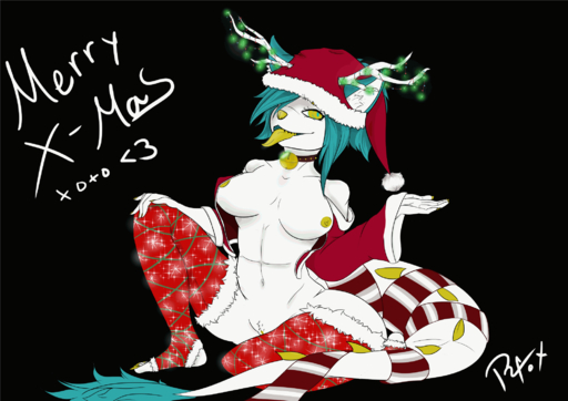 2019 2d_animation animated anthro big_breasts black_background breasts christmas clothed clothing digital_drawing_(artwork) digital_media_(artwork) domestic_cat dragon english_text felid feline felis female fur furred_dragon genitals hair hi_res holidays mammal nipples nude pussy rollfox scales short_playtime simple_background smile subtle_animation text thick_thighs white_body white_fur white_scales // 2000x1414 // 348.0KB
