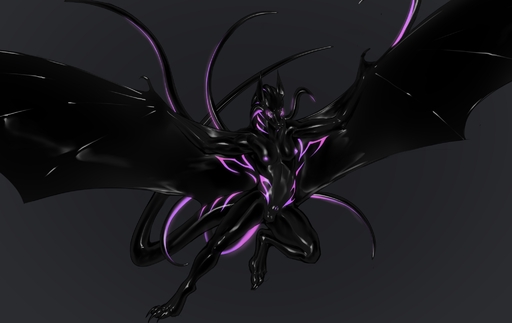 2019 anthro back_tentacles balls breasts chiropteran digital_media_(artwork) facial_markings genitals glowing glowing_markings gynomorph head_markings hi_res intersex mammal markings membrane_(anatomy) membranous_wings nipples nude penis rakisha solo tentacles wings // 2041x1289 // 190.4KB