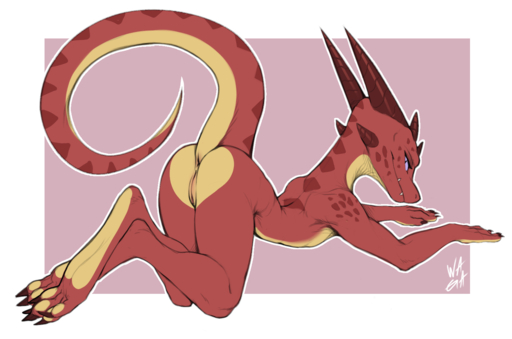 2020 anthro anus ass_up blush butt feet female genitals kobold looking_at_viewer looking_back looking_back_at_viewer nude presenting presenting_hindquarters purple_eyes pussy rear_view red_body red_scales scales scalie soles solo w4g4 // 1598x1058 // 519.8KB