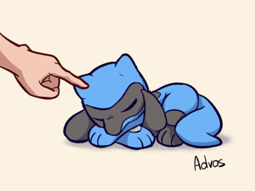 3_fingers 3_toes advos ambiguous_gender animated artist_name blue_body blue_fur canid canine digital_media_(artwork) duo eyes_closed feet feral fingers frown fur human lying mammal pokemon_(species) poking_head riolu simple_background sleeping toes video_games // 560x420 // 1.7MB