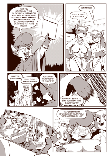2018 anthro athletic big_breasts blade bottomwear breasts clothed clothing comic digital_media_(artwork) english_text featureless_breasts featureless_crotch female forest frown fur gates halfmoon_axe hi_res loincloth male malefemale mammal melee_weapon muscular outside plant procyonid raccoon rick_griffin rikitakawi standing text topless town tree weapon // 871x1231 // 1017.6KB