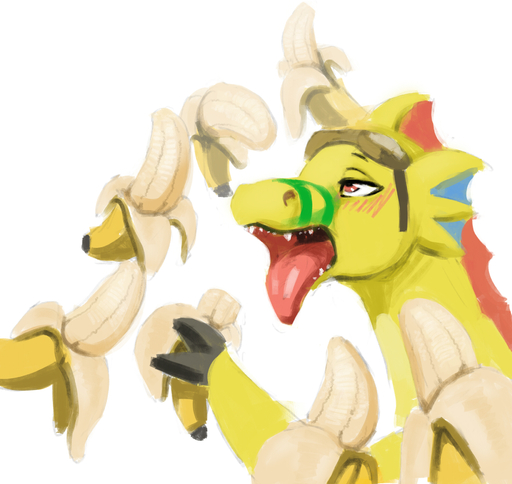 adine_(angels_with_scaly_wings) angels_with_scaly_wings banana blush dragon female food food_fetish food_play fruit hi_res plant scalie simple_background solo suggestive suggestive_food sunhuiz tongue tongue_out video_games visual_novel white_background // 1775x1678 // 1.5MB