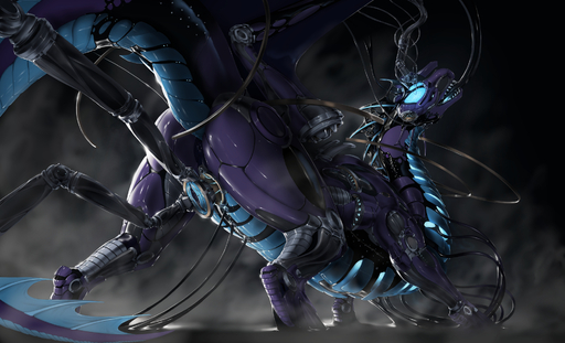 2019 blue_eyes digital_media_(artwork) dragon female feral genitals hi_res horn membrane_(anatomy) membranous_wings open_mouth pussy rakisha scalie solo spines standing teeth tongue western_dragon wings // 1900x1155 // 1.4MB