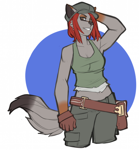 anthro canid canine clothed clothing faint female fur hair hat headgear headwear looking_at_viewer mammal smile solo standing // 921x1000 // 343KB