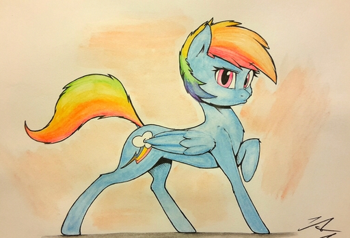 2015 blue_body blue_feathers blue_fur equid equine feathered_wings feathers female feral friendship_is_magic fur hasbro hi_res horse mammal multicolored_tail my_little_pony painting_(artwork) pegasus pink_eyes pudgeruffian rainbow_dash_(mlp) rainbow_tail solo traditional_media_(artwork) watercolor_(artwork) wings // 2589x1759 // 3.2MB