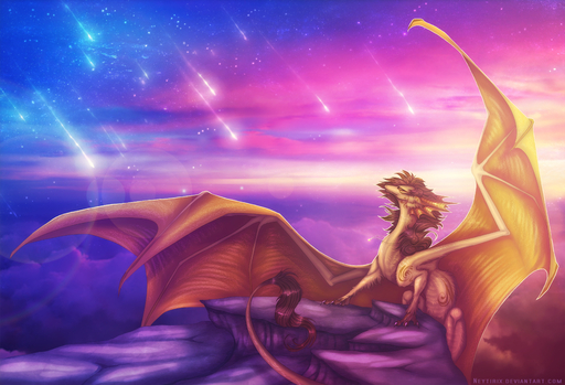 absurd_res brown_hair claws detailed_background dragon female feral fur furred_dragon hair hi_res lens_flare membrane_(anatomy) membranous_wings neytirix nude outside rock sky solo star starry_sky tan_body tan_fur twilight wings // 4160x2836 // 1.3MB