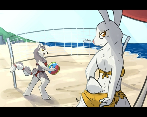 5:4 alternate_costume amber_(armello) amber_eyes anthro ball beach beach_ball bikini black_bars black_sclera breasts butt canid canine canis clothing costume detailed_background digitigrade duo female holding_ball holding_object inflatable lagomorph leporid letterbox looking_at_viewer looking_back mammal outside pool_toy rabbit river_(armello) sand sea seaside ship siroc sky sport swimwear vehicle video_games volleyball volleyball_(ball) volleyball_net water watercraft wolf yellow_eyes // 1280x1024 // 178.9KB