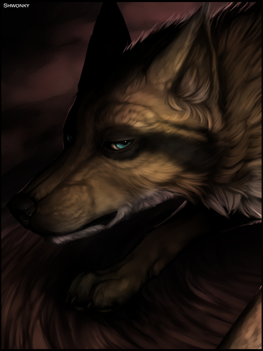 2015 3:4 ambiguous_gender black_lips black_nose blue_eyes canid canine canis digital_media_(artwork) domestic_dog feral fur hi_res lips looking_at_viewer mammal paws quadruped shwonky solo standing tan_body tan_fur // 1500x2000 // 1.5MB