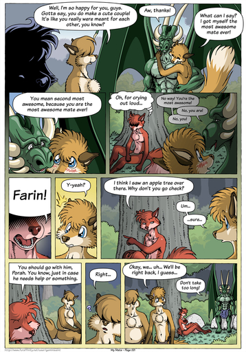 7:10 ? anthro biceps biped blue_eyes blush bodily_fluids bottomwear canid canine cheek_tuft chest_tuft clothed clothing comic covered_eyes day dialogue digital_media_(artwork) digitigrade dragon english_text facial_tuft farin fluffy fluffy_tail forest fox fur geminisaint gesture grass green_body group hi_res horn loincloth long_tail male mammal membrane_(anatomy) membranous_wings multicolored_body muscular muscular_anthro muscular_male navel nipples open_mouth outside paws pecs plant plantigrade pointing porah red_body red_fur scalie sekk'ral sharp_teeth shrub silhouette sitting slightly_chubby smile speech_bubble standing surin sweat sweatdrop tan_body tan_fur teeth text thought_bubble tongue topless tree tribal tribal_clothing tuft two_tone_body wing_claws wings // 896x1280 // 598.3KB