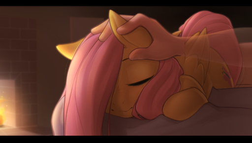 2018 black_bars cutie_mark digital_media_(artwork) duo equid equine eyes_closed female feral fluttershy_(mlp) friendship_is_magic hair hasbro hi_res horse human mammal my_little_pony pegasus pink_hair pudgeruffian wings // 3000x1700 // 3.8MB