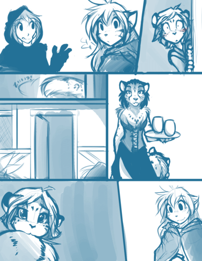 2015 adira_(twokinds) anthro blush chest_tuft cloak clothing comic conditional_dnp cub felid female flora_(twokinds) fur group hair human keidran leopard maeve_(twokinds) male mammal monochrome nom outside pantherine simple_background sketch snow_leopard tiger tom_fischbach trace_legacy tuft twokinds webcomic webcomic_character white_background young // 850x1100 // 153.7KB