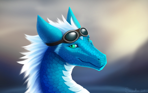 dragon eyewear feral goggles nyashes scales scalie smile smoothie_(artist) solo // 1488x933 // 941KB