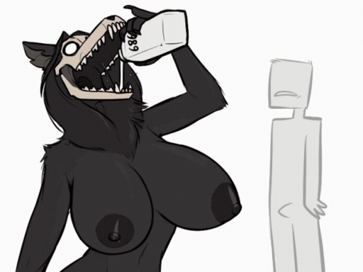 2020 2d_animation 4:3 animated anon anthro areola beverage big_breasts black_areola black_body black_fur black_hair black_nipples bouncing bouncing_breasts breasts bulge canid canine clothed clothing dark_areola dark_nipples digital_media_(artwork) drinking duo erection erection_under_clothing female fur hair keadonger male malo mammal milk monotone_areola monotone_nipples motion_tweening nipples scp-1471 scp-1471-a scp-686 short_playtime simple_background tenting undead // 560x420 // 1.3MB